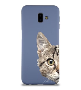 Samsung Galaxy J6 Plus Uyumlu Lansman Kılıf Catface Tasarımlı İçi Kadife Kapak-Petrol Mavisi (Şeffaf)