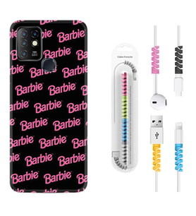 INFINIX Hot 8 9 10 11S Hot 10 Play 10T Kılıf Kablo Koruma Spiral Silikon Barbie 1404