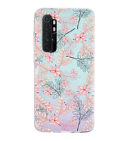Xiaomi Mi Note 10 Lite Uyumlu Kapak Floral Kırmızı Tasarımlı Şeffaf Silikon Kılıf