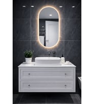Oval Elips LED Işıklı Ayna  Beyaz Günışığı Amber Mavi Kırmızı RGB  Dekoratif Banyo Makyaj Aynası