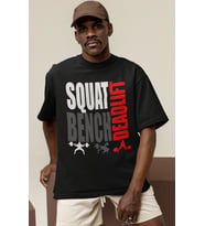 Tasarım Squat Bench Deadlift Fitness Bodybuilding Gym Sporcu Baskılı Unisex Oversize Tişört