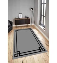 Dijital Baskılı Yıkanabilir Kaymaz Modern Renkli Salon Halısı Mutfak Halısı Yolluk ND-HY-1012 (Gri)