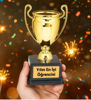 BK Gift Kişiye Özel Ödül Kupası - 23 cm, Şampiyon Ödül Kupası, Başarı Kupası, Turnuva Kupası, Okul Kupası