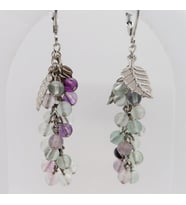Crystal Atelier Sertifikalı Florit Doğal Taş Salkım Üzüm Küpe, Gümüş Kaplama Şık Zarif El Yapımı Kadın Küpe, Florit Doğal Taş Üzüm Küpe, Aesthetic Soft Vintage Sallantılı Salkım Üzüm Küpe, Doğal Taş Küpe (Çok Renkli)