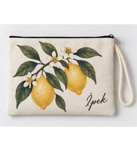 Kişiye Özel Limon Çiçeği Baskılı Fermuarlı Makyaj Çantası Bozuk Para Cüzdanı Clutch