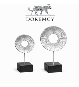 Doremcy Dekoratif Halka Biblo 2’li Set Polyester Modern Salon Konsol Ev Ofis Obje (Gümüş)
