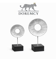 Doremcy Dekoratif Halka Biblo 2’li Set Polyester Modern Salon Konsol Ev Ofis Obje (Gümüş)