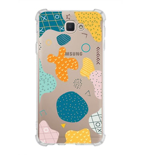 Samsung Galaxy J7 Prime  Köşe Korumalı Antişok Kapak Geometrik Şekiller Tasarımlı Şeffaf  Kılıf