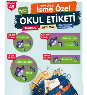 Okul Etiketi Kalem Defter Etiketi Özel İsim Yazılabilen Etiket Seti - İsim Etiketi-OE45