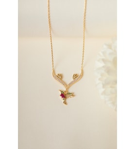 Elika Silver 925 Ayar Gümüş Ruby Kuşu Kolye