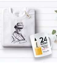 BK Gift Kişiye Özel Öğretmenler Günü Tasarımlı Kupa Bardak ve Atatürk Baskılı Tişört Hediye Seti- 1-9, Öğretmene Hediye, Öğretmenler Günü, 100. Yıl Hediyesi