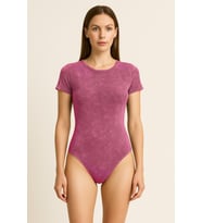 Nare Pembe Asit Yıkamalı Kadın Body (Pembe)