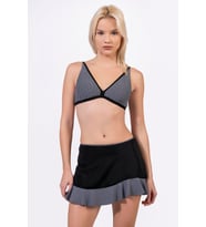 Endeep Kadın Puantiye Desenli Toparlayıcı Siyah Etekli Bikini Takımı