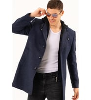 PLT8376 DEWBERRY ERKEK PALTO-DESENLİ LACİVERT