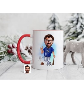 Bk Gift Kişiye Özel Beyzbol Karikatürlü Kırmızı Kupa Bardak-17, Sevgiliye Hediye, Arkadaşa Hediye