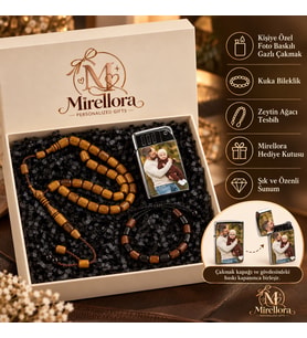 Mirellora Kişiye Özel Fotoğraflı Çakmak ve Zeytin Ağacı Tesbih Seti – Kuka Bileklik