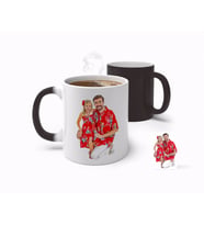 BK Gift Kişiye Özel Tam Boy Baba ve Kız Karikatürlü Sihirli Kupa Bardak-1 (Beyaz)