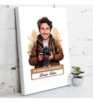 Kişiye Özel Hediye Karikatürlü En Başarılı Erkek Fotoğrafçı Kanvas Tablo
