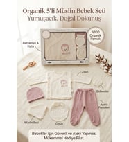Monox Organik Müslin Pamuk Bebek Hastane Çıkışı 5'li Set (0-3 Ay)