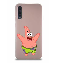 Samsung Galaxy A30S Soft Premier Kapak Patrick Yıldız Tasarımlı Silikon Kılıf - Pudra (Şeffaf)
