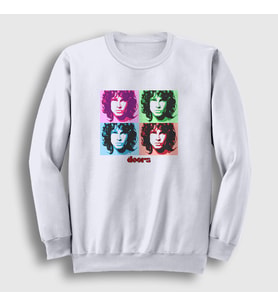 Presmono Unisex Beyaz Portrait The Doors Sweatshirt 116509tt