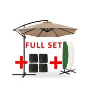 3 Mt 8 Kaburga Full Demir 21 Kg Bahçe Şemsiyesi Full Set Havuz Şemsiyesi Büyük Şemsiye (Bej)