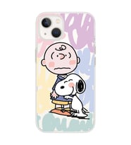 Iphone 14 Plus Uyumlu Snoopy ve Charlie Brown Tasarımlı Şeffaf Telefon Kılıfı