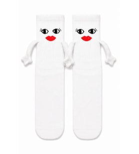 Carnaval Kırmızı Dudaklı El Ele Tutuşan Unisex Çorap