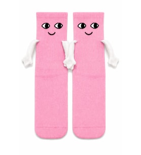Carnaval Pembe El Ele Tutuşan Unisex Çorap