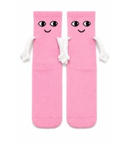 Carnaval Pembe El Ele Tutuşan Unisex Çorap