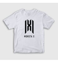 Presmono Unisex Çocuk Beyaz Logo K-Pop Monsta X T-Shirt 274570tt (Beyaz)