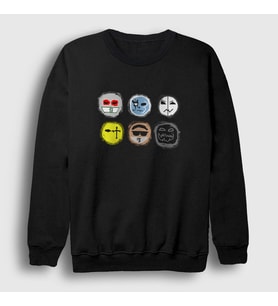 Presmono Unisex Siyah Masks V2 Hollywood Undead Sweatshirt 149963tt