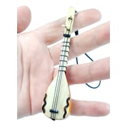 Ahşap Küçük Bağlama Dikiz Ayna Süsü El Yapımı Hediyelik Aksesuar 10 Cm, Minyatür Saz