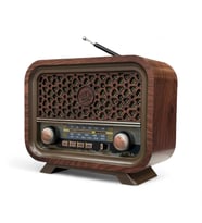 Nostaljik Ahşap görünüm Radyo,Eskitme Trend Nostalji Radyo (Ekru-Koyu Kahve)