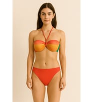 Kadın Renk Geçişli Straplez Askılı Bikini Takımı – Yazlık Şık Mayo 1190-66 (Çok Renkli)