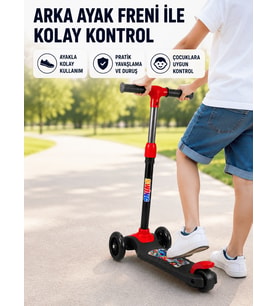 3 Tekerlekli Çocuk Scooterı Kaymaz Geniş Tabanlı Dengeli Sürüş Skuteri