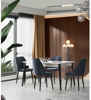 Mercan MDF Salon Yemek Masa Sandalye Takımı 90x145 (Ekru)