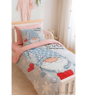Dijital Baskılı 3d Pamuklu Yenidoğan Bebek Nevresim Takımı Cute Gnome Pink