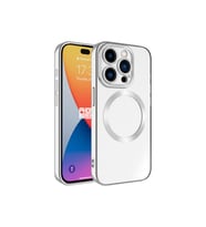 Apple iPhone 15 Pro Max Uyumlu Kılıf M-safe Wireless Şarj Özellikli Zore Setro Silikon (Gümüş)