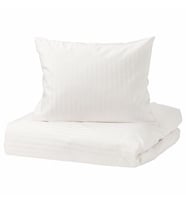 Çift Kişilik Nevresim Takımı, Beyaz-Çizgili 240x220/50x60 Cm-Pamuk-Çarşafsız