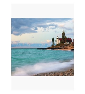 Michigan Gölü Üzerinde Point Betsie Deniz Feneri Tablo Ahşap Poster Dekoratif