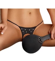 Desire in Motion Özel Ağ Açık Metalli Fantezi Kadın G String Tanga (Siyah)