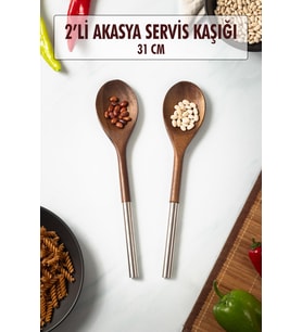 Akasya 2 Li Servis Kaşığı & Sunum Kaşığı & Salata Servis Seti