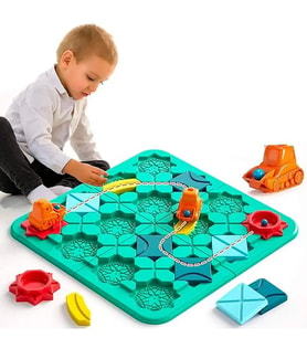 Labirent Araba Zeka Oyunu - Çocuklar İçin Eğlenceli 4 Seviyeli Puzzle Labirent Araba 606-3