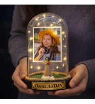 Fotoğraflı Yazılı Kişiye Özel LED Işıklı Fanus – Anlamlı, Romantik ve Unutulmaz Hediye M1 (Model 2)