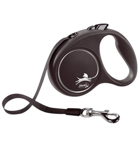 Flexi Black Design Otomatik Siyah Şerit Köpek Gezdirme Tasması Small 5 Metre