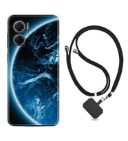 Xiaomi Redmi Note 11E Kılıf Silikon Boyun Askılı İpli Desenli Silikon Blue Planet 1610