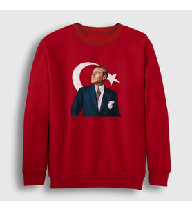 Presmono Unisex Kırmızı 19 Mayıs 29 Ekim 23 Nisan Bayrak Atatürk Sweatshirt 501421tt