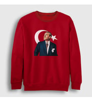 Presmono Unisex Kırmızı 19 Mayıs 29 Ekim 23 Nisan Bayrak Atatürk Sweatshirt 501421tt