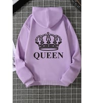 Unisex Quenn Sırt Baskılı Sweatshirt (Lila)